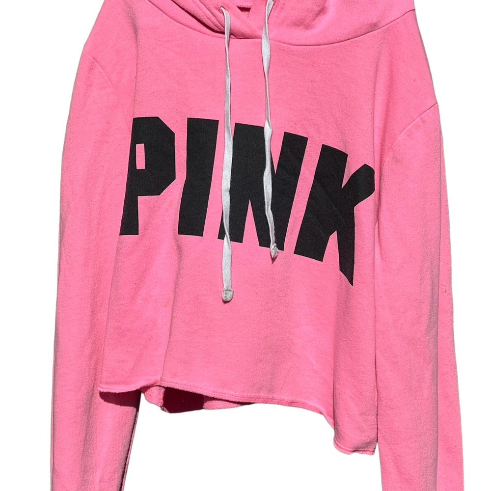 COPY - Pink Victoria’s Secret crop pink hooded hoodie sweatshirt